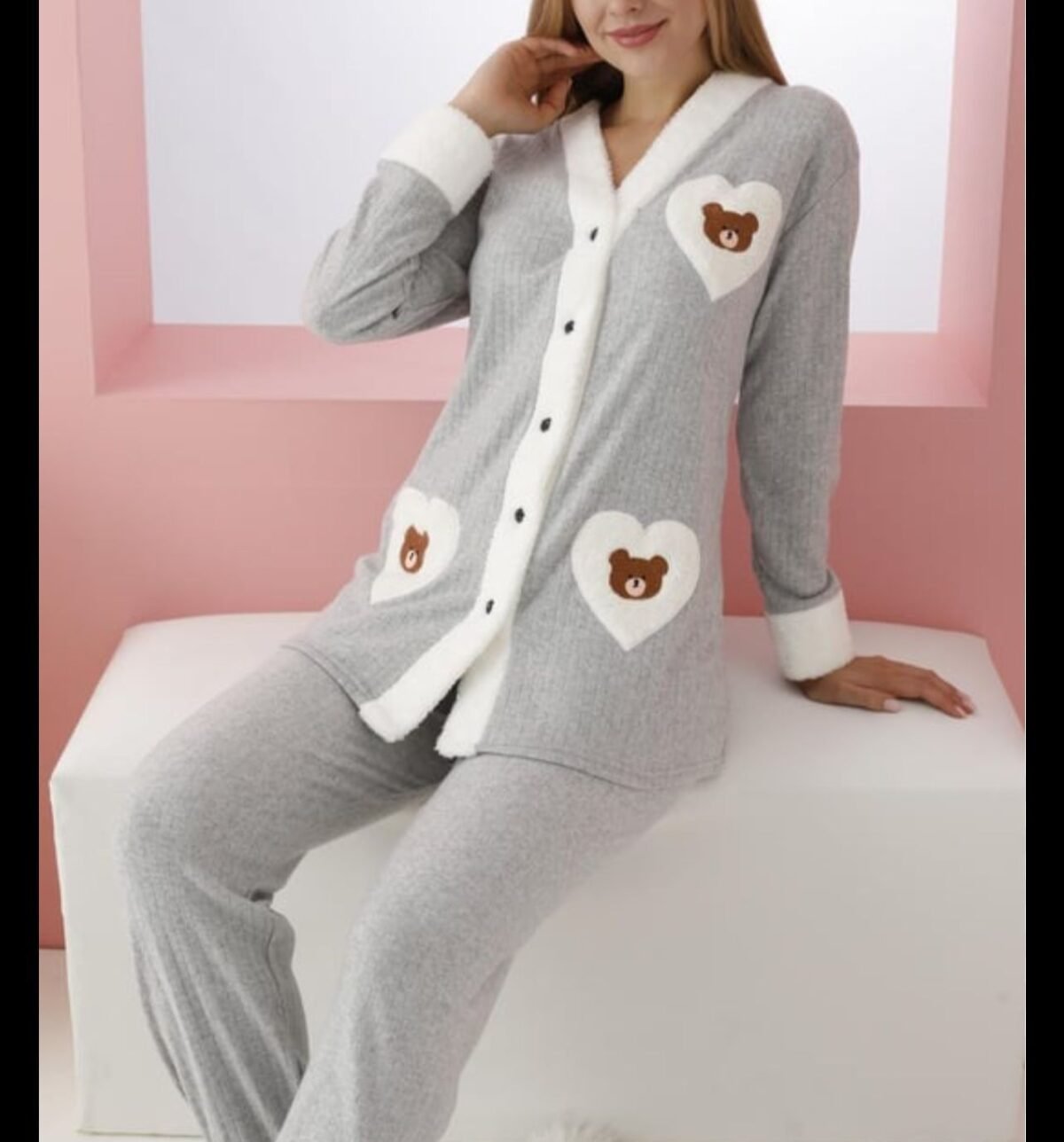 Women's Teddy Heart Pajama Set - Image 2
