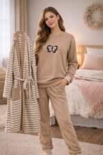 Taupe Striped Lounge Ensemble - Image 2