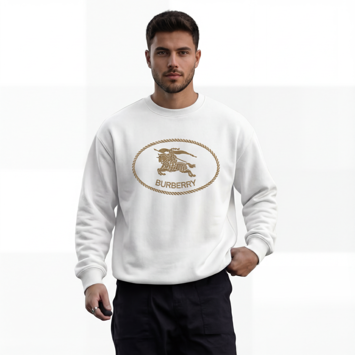 Equestrian Crest Sweatshirt (Black/White) - Image 3