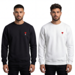 Heart Emblem Minimal Sweatshirt (Black/White)