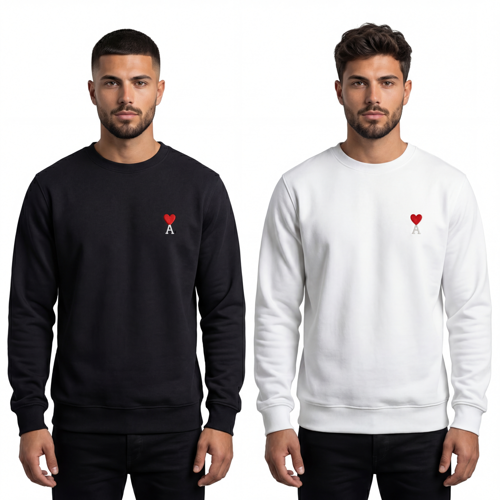 hf_20260117_120120_9615548e-576a-46b7-a927-525f904c65dc Heart Emblem Minimal Sweatshirt (Black/White) - Image 1