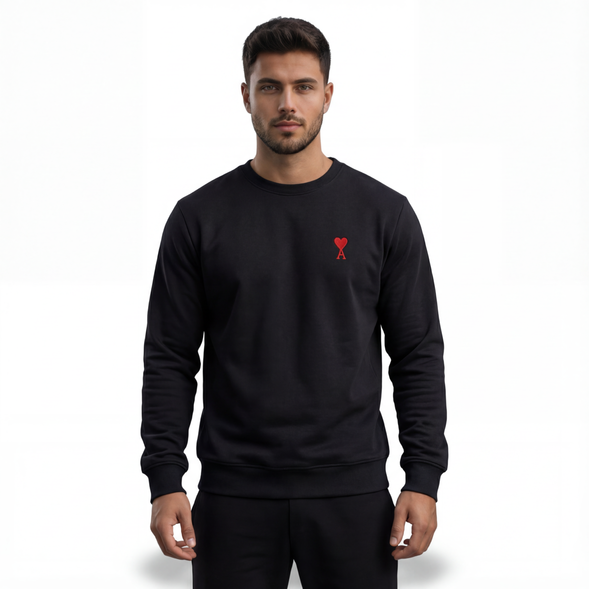 Heart Emblem Minimal Sweatshirt (Black/White) - Image 2