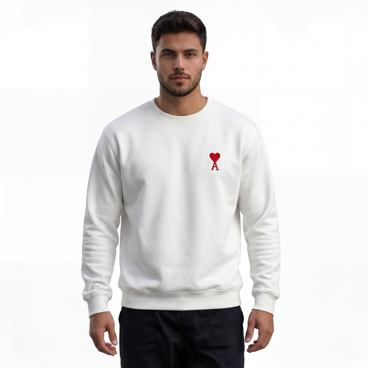 Heart Emblem Minimal Sweatshirt (Black/White) - Image 3