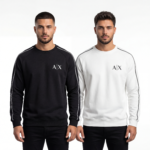 A|X Logo Crewneck with Sleeve Tape (Black/White)