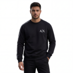 A|X Logo Crewneck with Sleeve Tape (Black/White) - Image 2