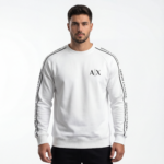 A|X Logo Crewneck with Sleeve Tape (Black/White) - Image 3