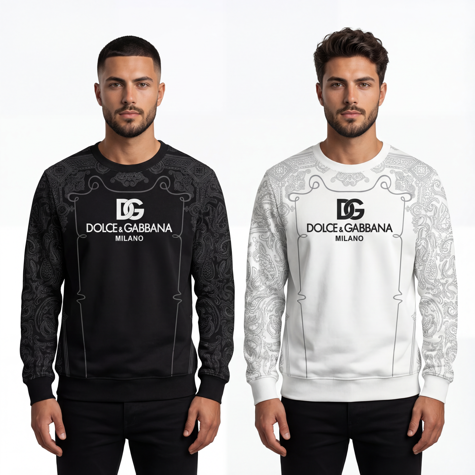 hf_20260119_065543_3e051606-14ce-40e4-bdb3-863fb6acf4d8 Milano Frame Logo Sweatshirt (Black/White) - Image 1