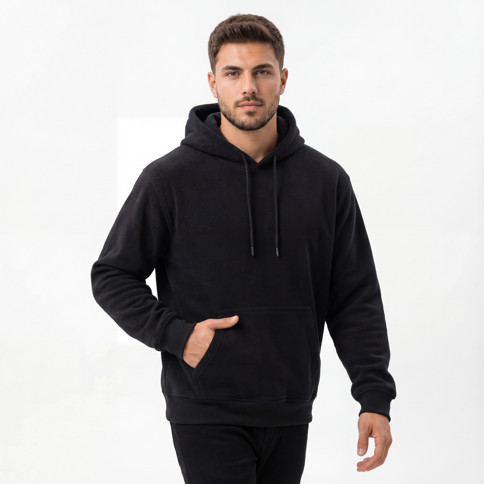 hf_20260119_090219_5cea0708-080b-4ae2-b09c-36d62a8aaf53 Basic Black Hoodie - Image 1