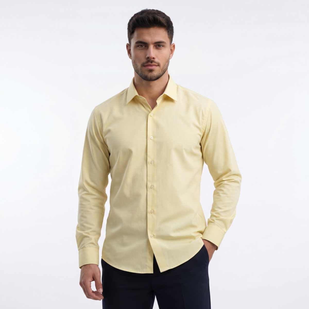 Soft Yellow Casual Shirt - Image 2