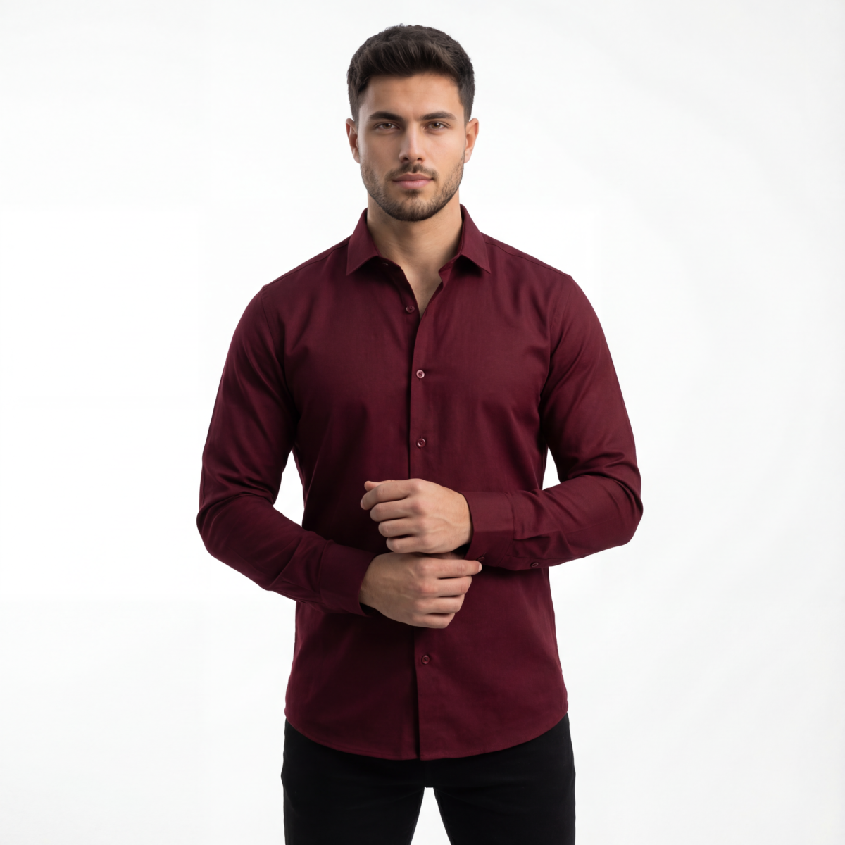 Elegant Burgundy Shirt - Image 2