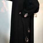 Embroidered Leaf Abaya - Image 2