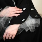 Sheer White Sleeve Statement Abaya - Image 3