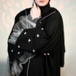 Sheer White Sleeve Statement Abaya - Image 2