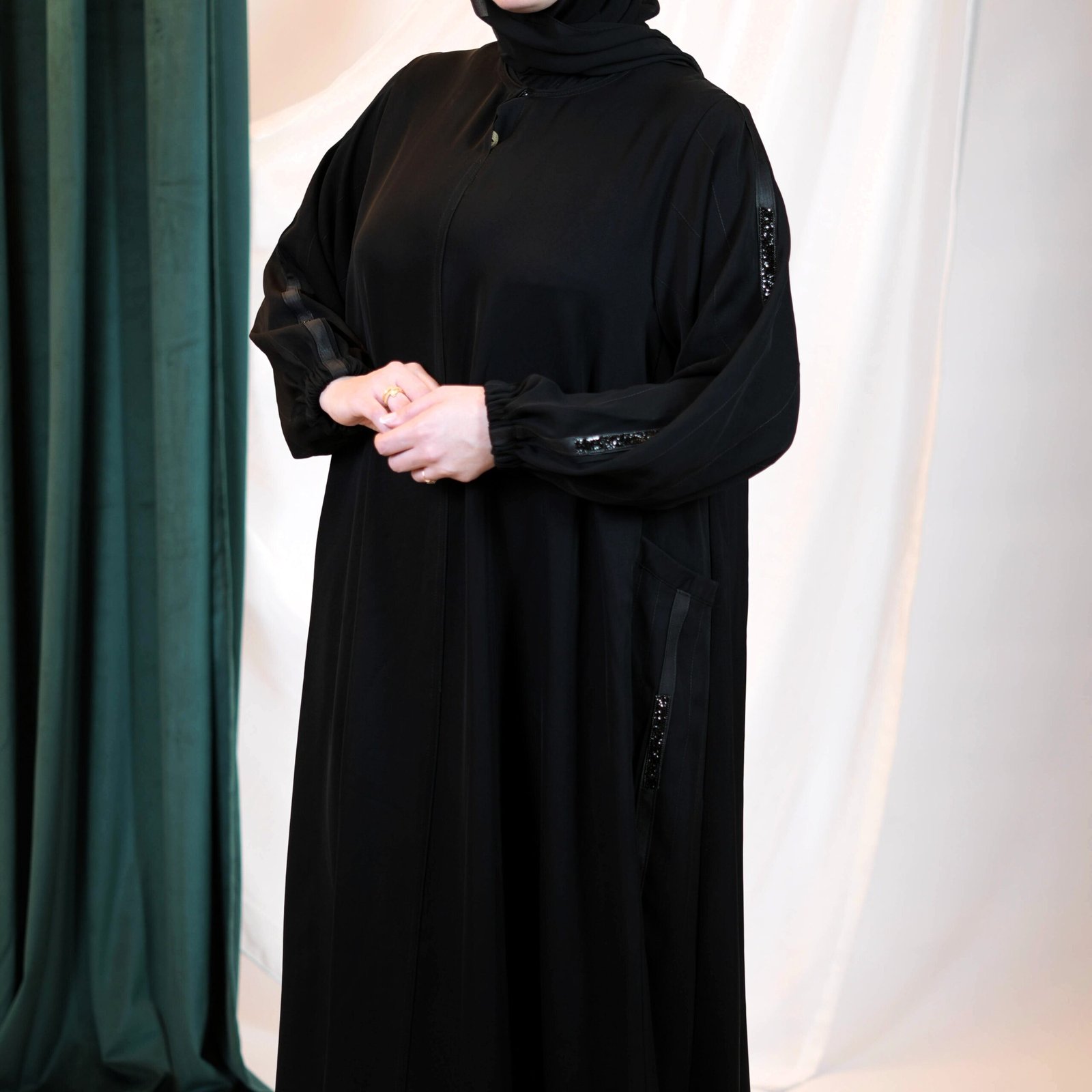 social media posts sedal-jan 2026 - 49 Sleeve Black Stripe Detail Abaya - Image 1
