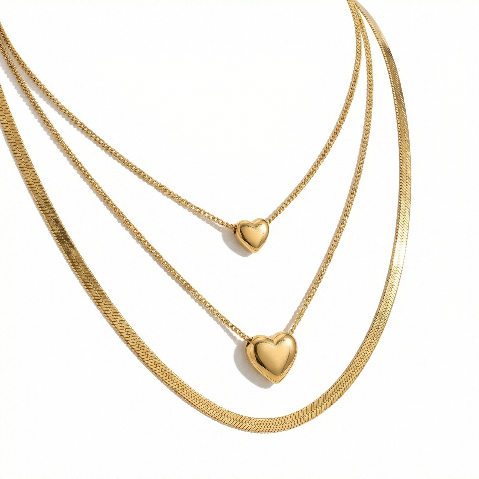 hf_20260127_094647_34d236f7-467c-4ab8-a8c3-13fdbe7f959c Golden Heart Layered Necklace Set - Image 1