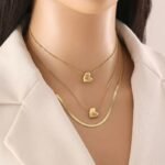 Golden Heart Layered Necklace Set - Image 2