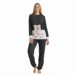 Dark Grey Teddy Fleece Lounge Set - Image 2