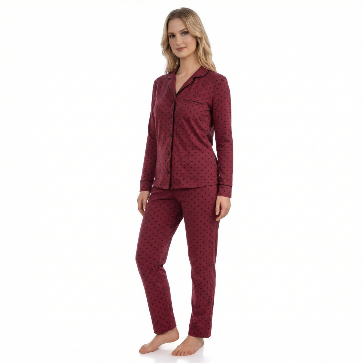 Burgundy Polka Dot Pajamas - Image 2