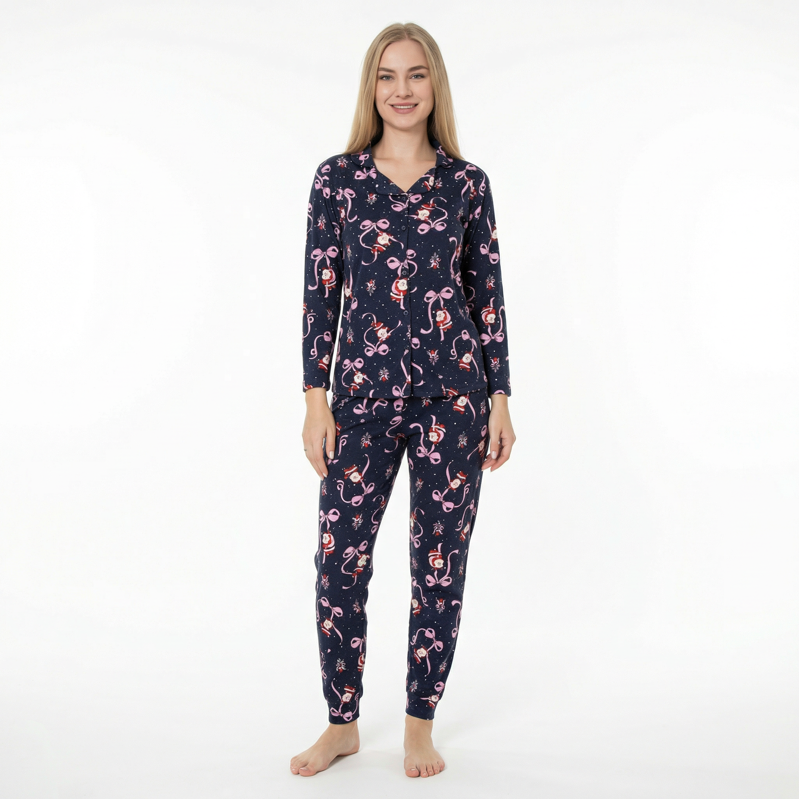 hf_20260130_142126_a59e5fc6-53e7-4162-a657-f4a6cc3a0b14 Santa Theme Pajama Cotton Set - Image 1