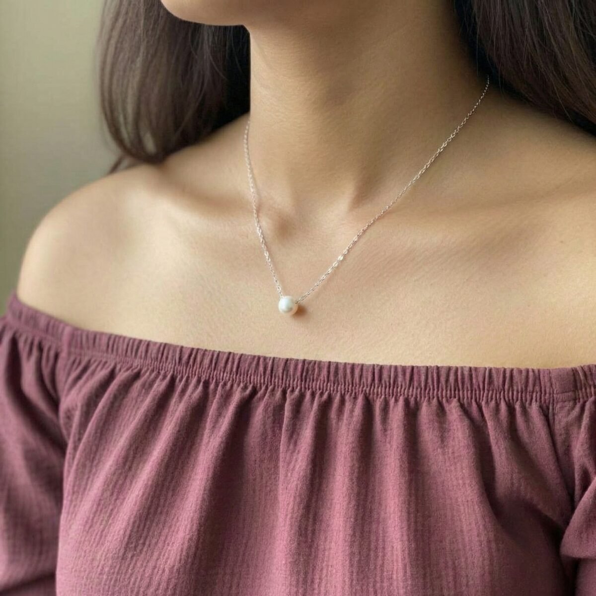 Silver Pearl Necklace - Image 2