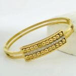 Gold Bead Bar Bangle - Image 2