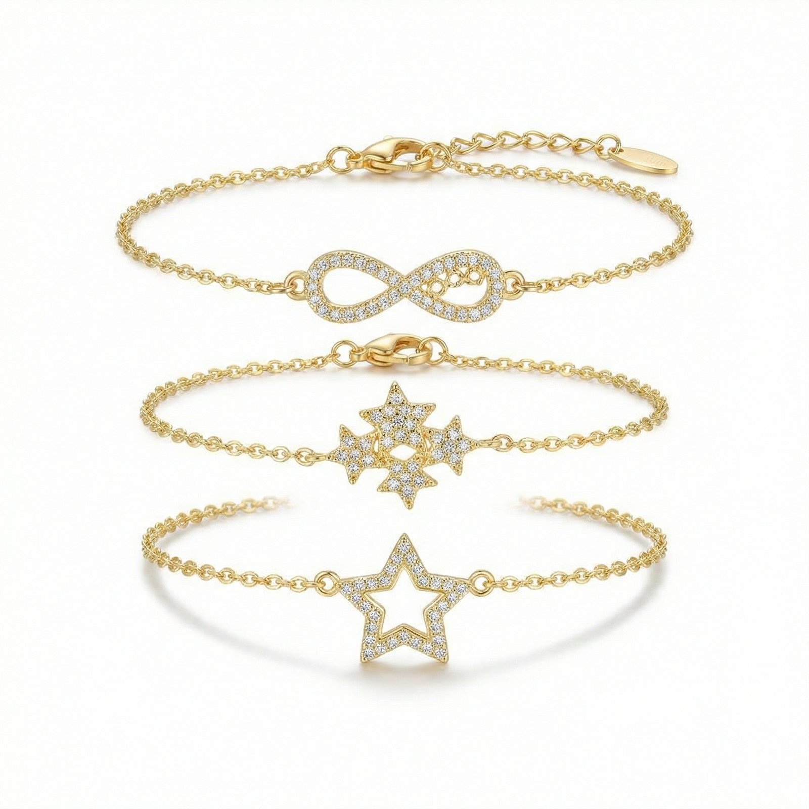 hf_20260204_103436_fc8cfaab-9e26-4981-bb2f-41f12ddeee5b Infinity & Star Bracelet Trio - Image 1