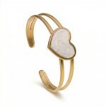 Heart Stone Open Cuff