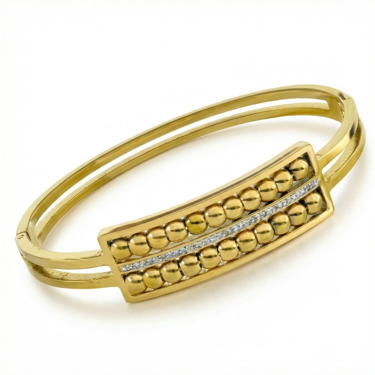 Gold Bead Bar Bangle - Image 3