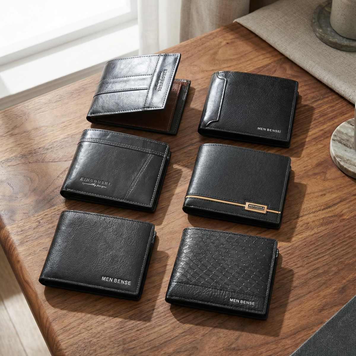 Textured Black Wallet - Image 2