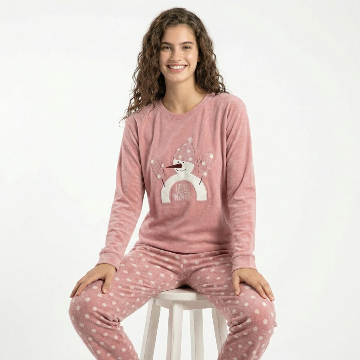 Pink Winter Pajama Cotton Set - Image 3