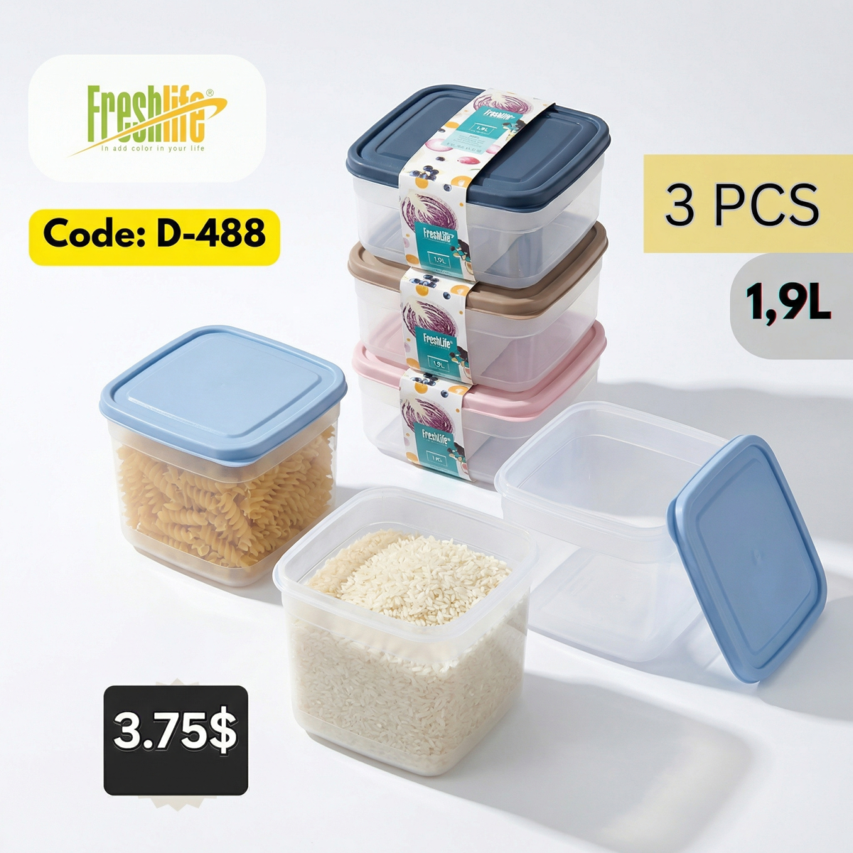 FreshLife Food Container Set (1.9L, 3-Piece) - Image 2