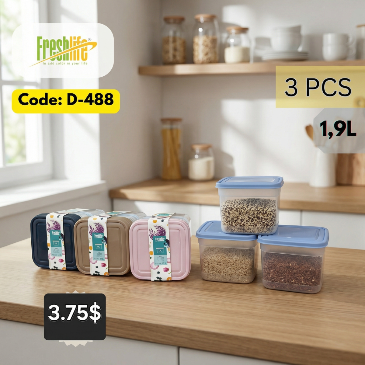 FreshLife Food Container Set (1.9L, 3-Piece) - Image 3