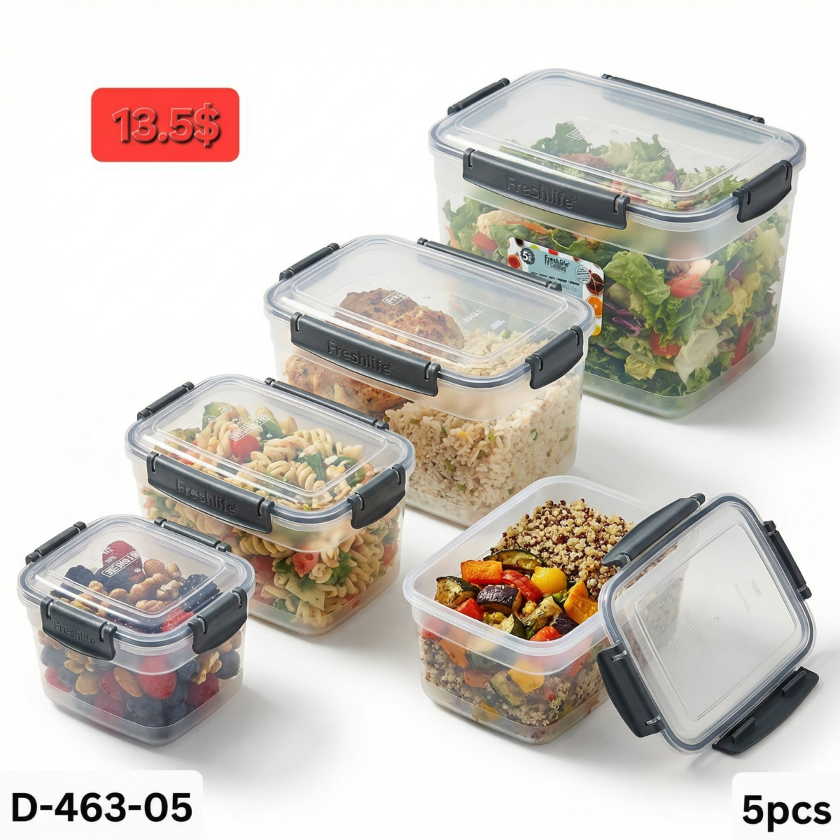 FreshLife 5-Piece Storage Container Set - Image 2