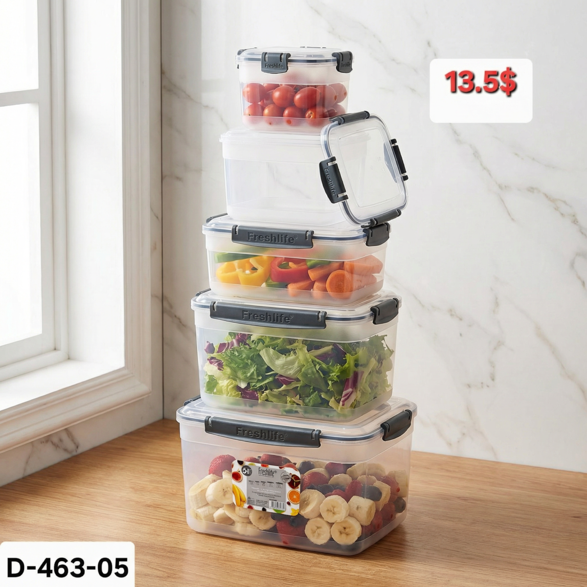 FreshLife 5-Piece Storage Container Set - Image 3