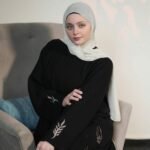 Embroidered Leaf Abaya
