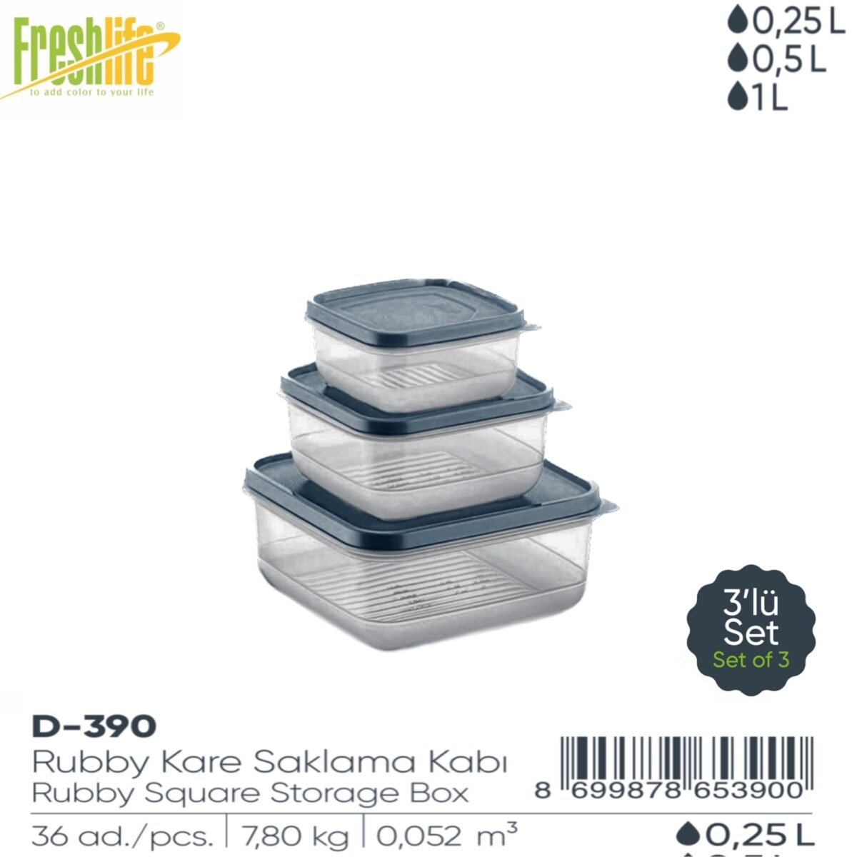 FreshLife Rubby Square Storage Box Set (3 Pieces) - Image 5