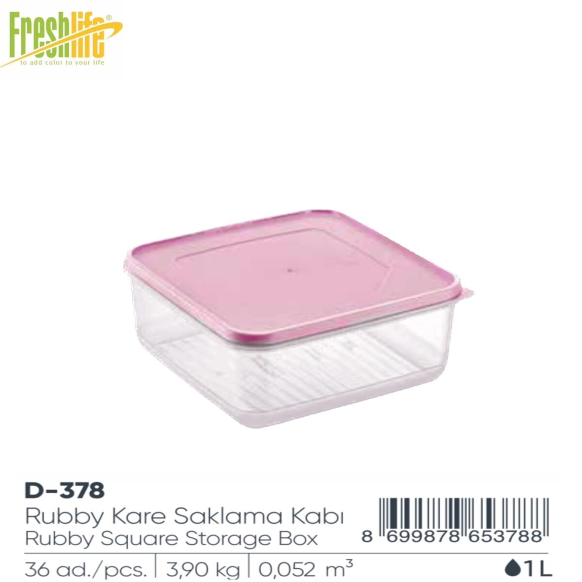 FreshLife Rubby Square Storage Box 1L - Image 2