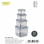 FreshLife Square Storage Container Set of 4 (0.3L / 0.6L / 1.2L / 1.9L)