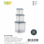 FreshLife Square Storage Container Set of 3 (0.75L / 1.25L / 2.1L)