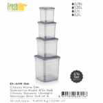 FreshLife Square Storage Box Set of 4 (0.75L / 1.25L / 2.1L / 3.2L)