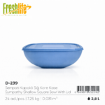 FreshLife Shallow Square Bowl with Lid - 1.65L - Image 3
